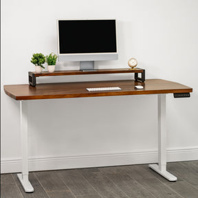Straight Edge Walnut Standing Desk - Extra Deep Solid Wood Top, Dual Motor Adjustable Base