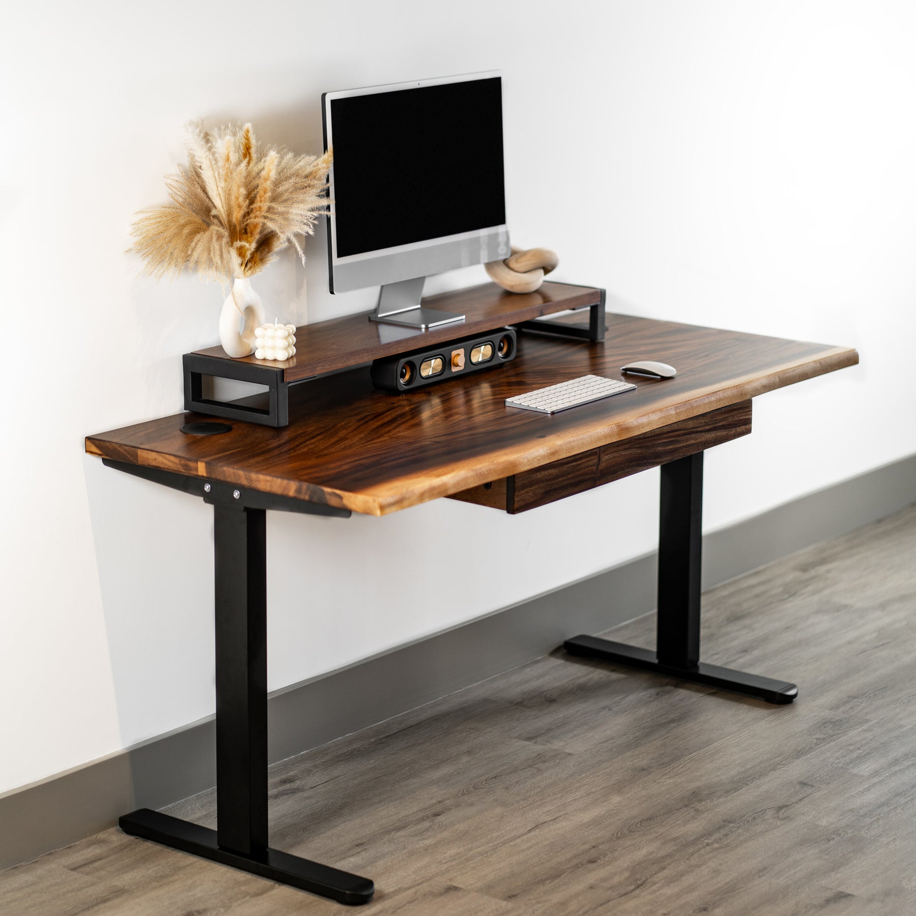 Walnut Standing Desk with Drawers | Modern Wood Style