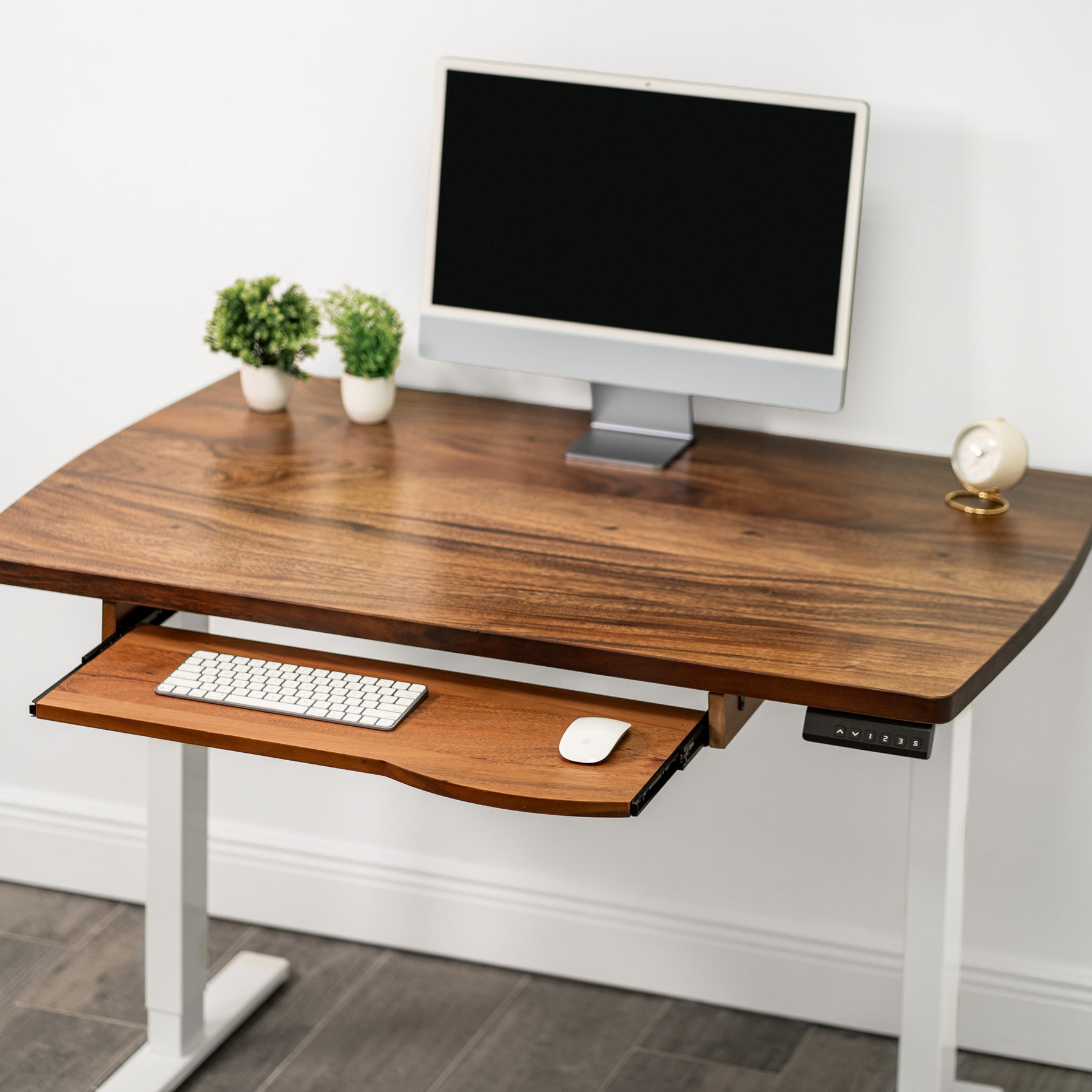 Walnut Standing Desk with Keyboard Tray Option | Modern Wood Style