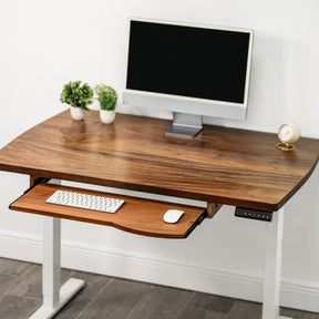 Walnut Standing Desk with Keyboard Tray Option | Modern Wood Style
