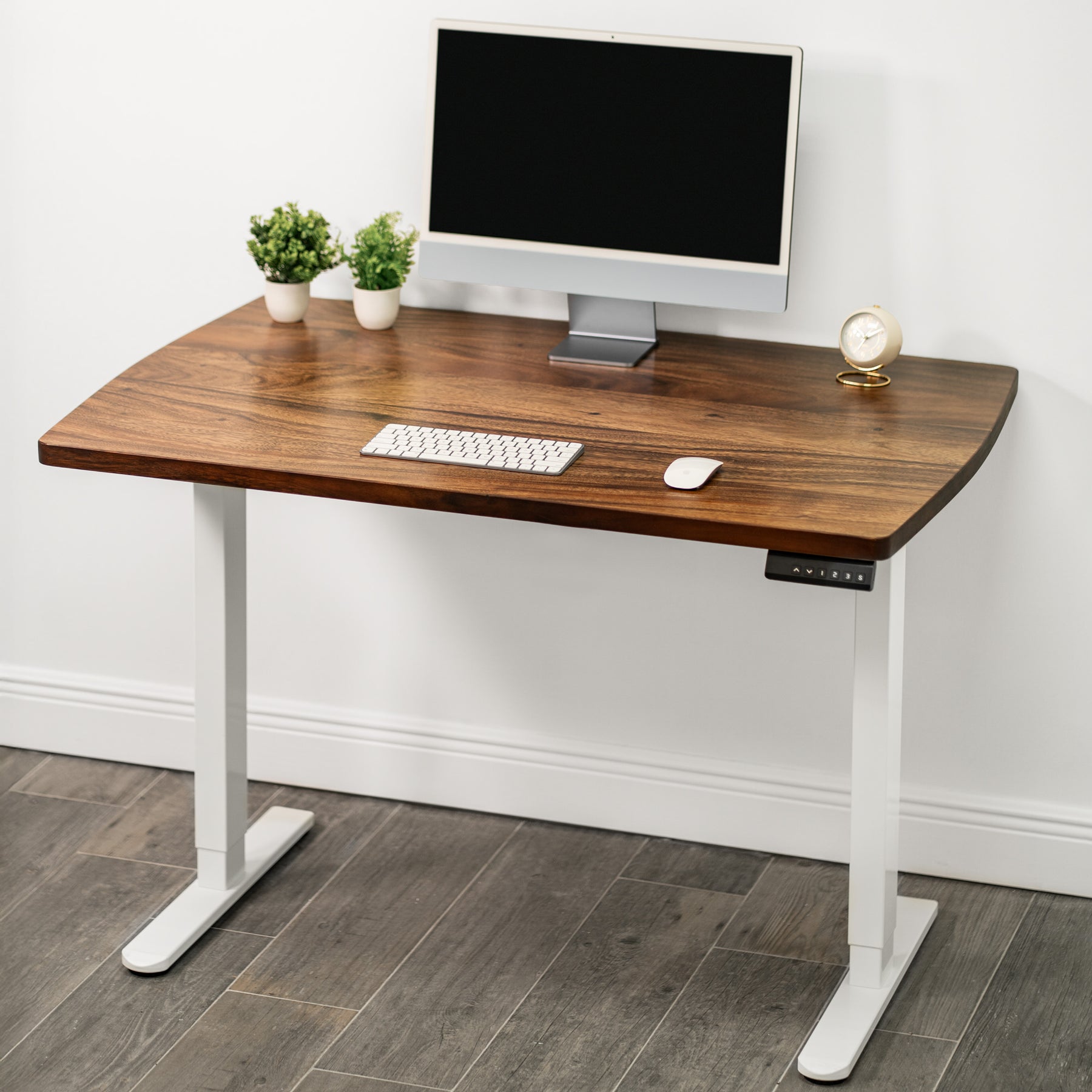 Walnut Standing Desk with Keyboard Tray Option | Modern Wood Style