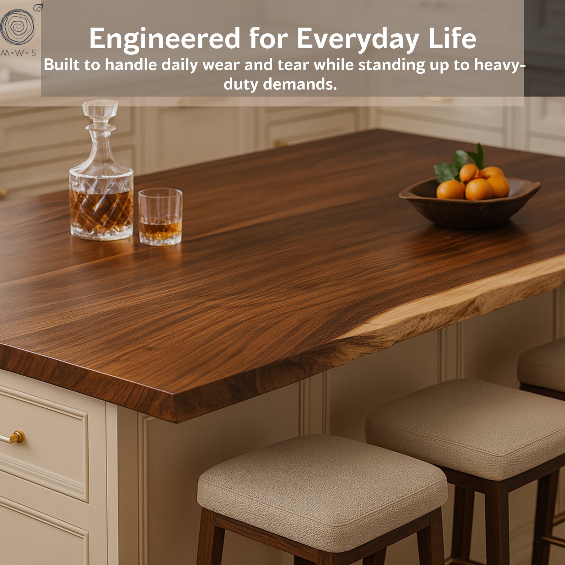 Walnut Table Top - Desktop, Standing Desk Top, Live Edge Tabletop | Modern Wood Style