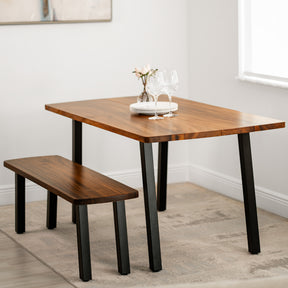 Walnut Dining Table Set for 6 with Bench | Modern Wood Style
