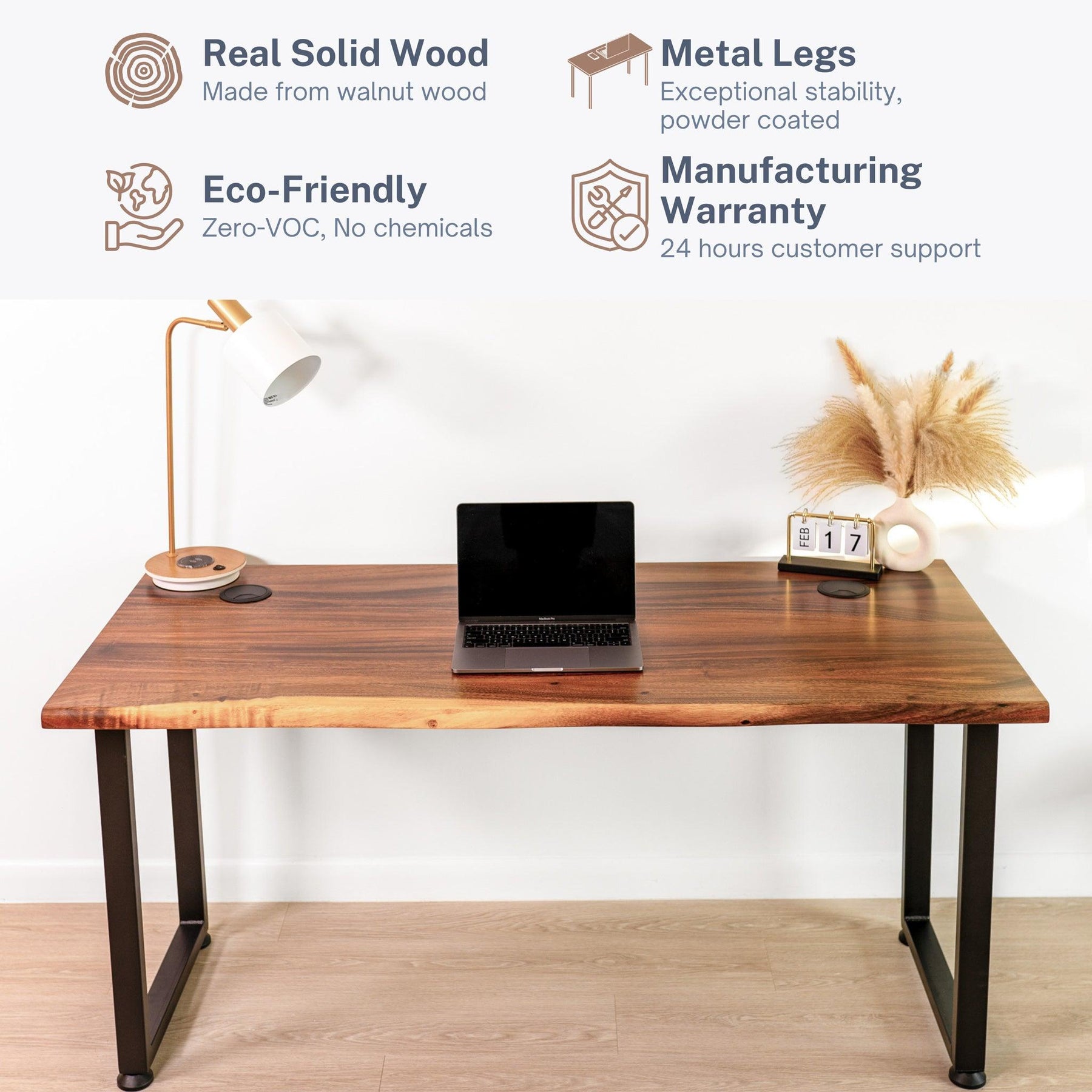 Solid Oak Desk Furniture Erina Desk | Wood Computer Desks | Simpli