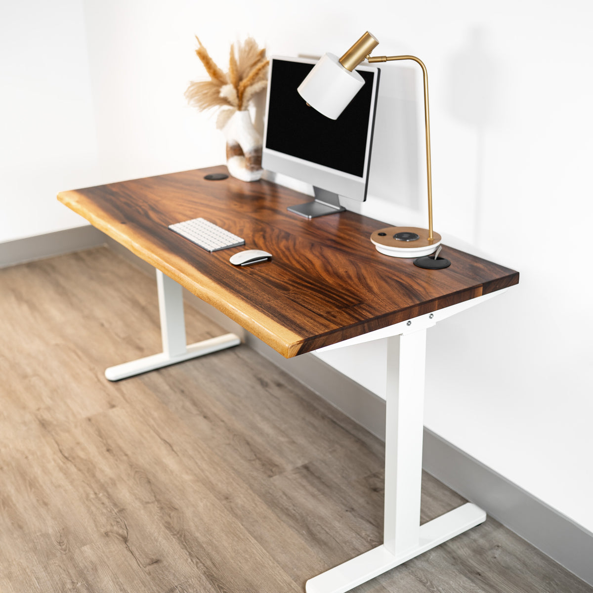 Standing Desk - Walnut Solid Wood Adjustable Height Desk | Modern Wood Style