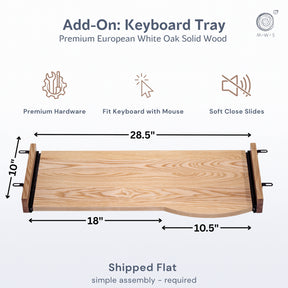 Standing Desk with Keyboard Tray - Live Edge White Oak Solid Wood - Modern Wood Style