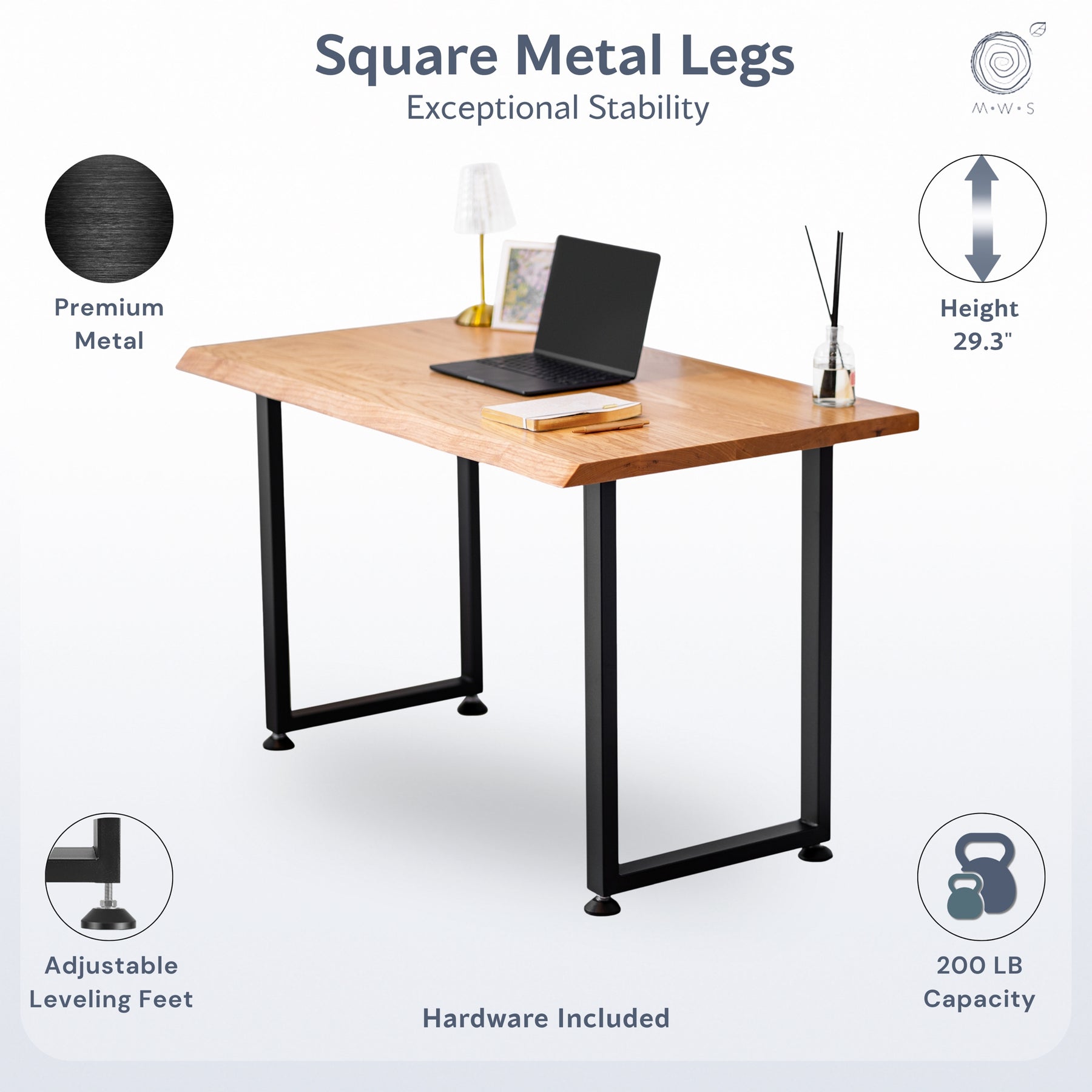 Computer Desk with Drawer - Live Edge Ash Wood - Modern Wood Style