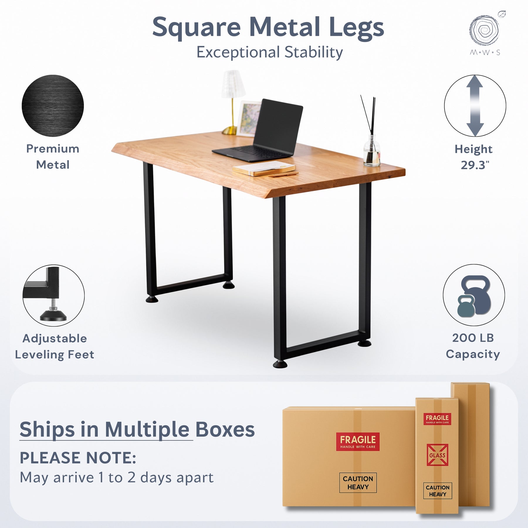 Computer Desk with Drawer - Live Edge White Oak Wood - Modern Wood Style