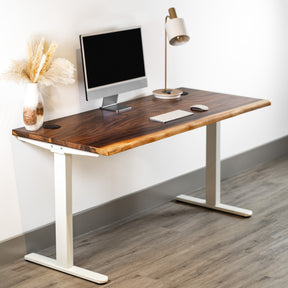 Standing Desk - Walnut Solid Wood Adjustable Height Desk | Modern Wood Style