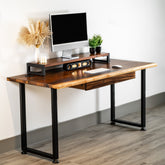 Desk - Walnut Live Edge, Computer Desk with Drawer | Modern Wood Style