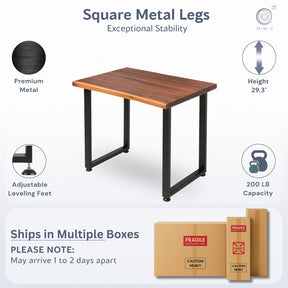 Small Computer Desk - Solid Walnut Live Edge 38" × 25" | Modern Wood Style