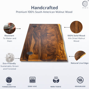Wood Table Top for Standing Desk - Walnut Live Edge Desktop | Modern Wood Style