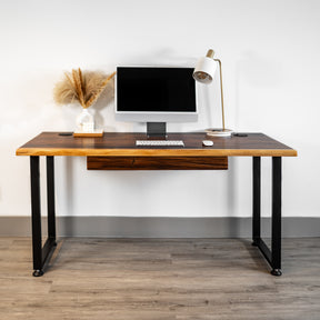 Computer Desk with Drawer - Live Edge, Walnut Solid Wood | Modern Wood Style