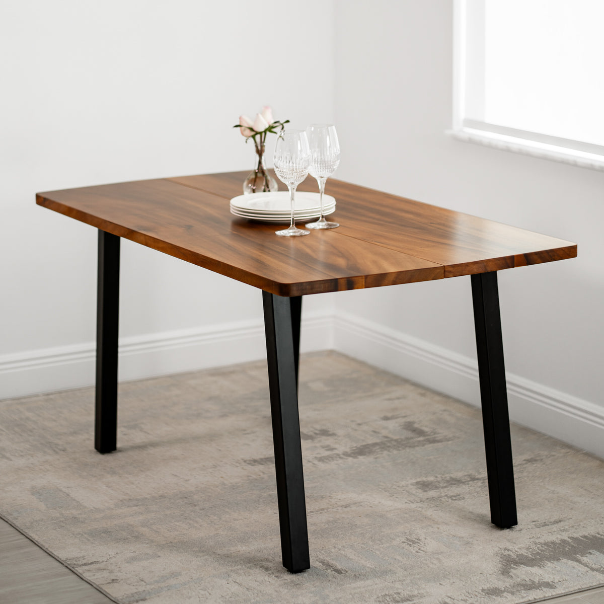 Walnut Dining Table for 6 - 60" × 34" Solid Wood Table | Modern Wood Style