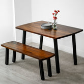 Walnut Dining Table Set for 4 with Bench | Modern Wood Style