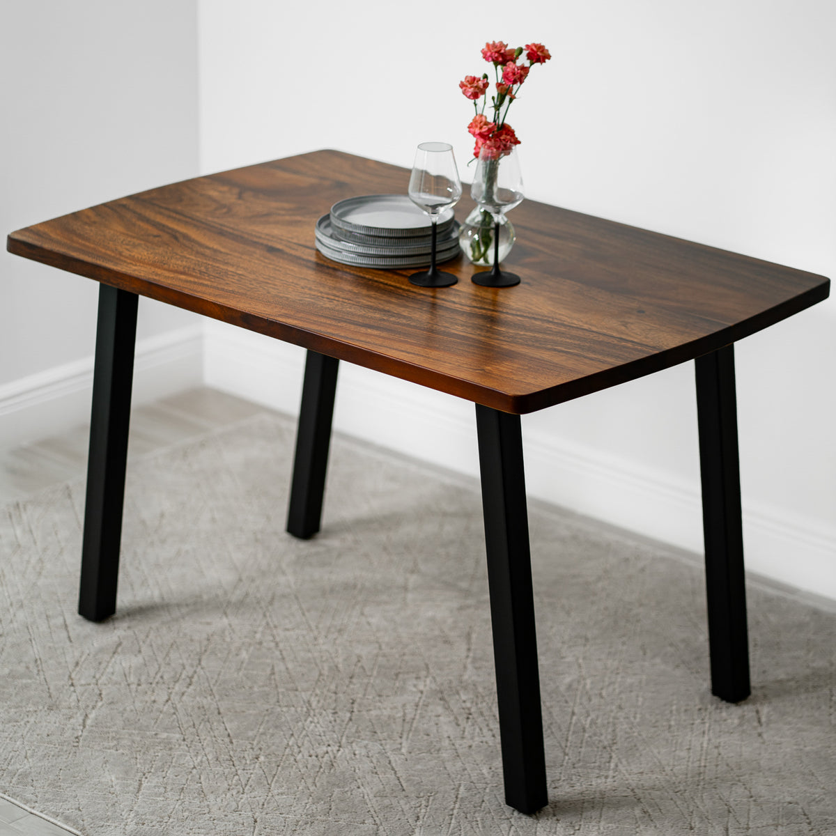 Walnut Dining Table for 4 - Solid Wood Table | Modern Wood Style
