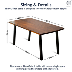 Walnut Dining Table for 6 - 60" × 34" Solid Wood Table | Modern Wood Style