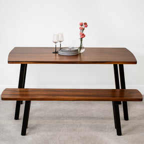 Walnut Dining Table Set for 6 with Bench | Modern Wood Style
