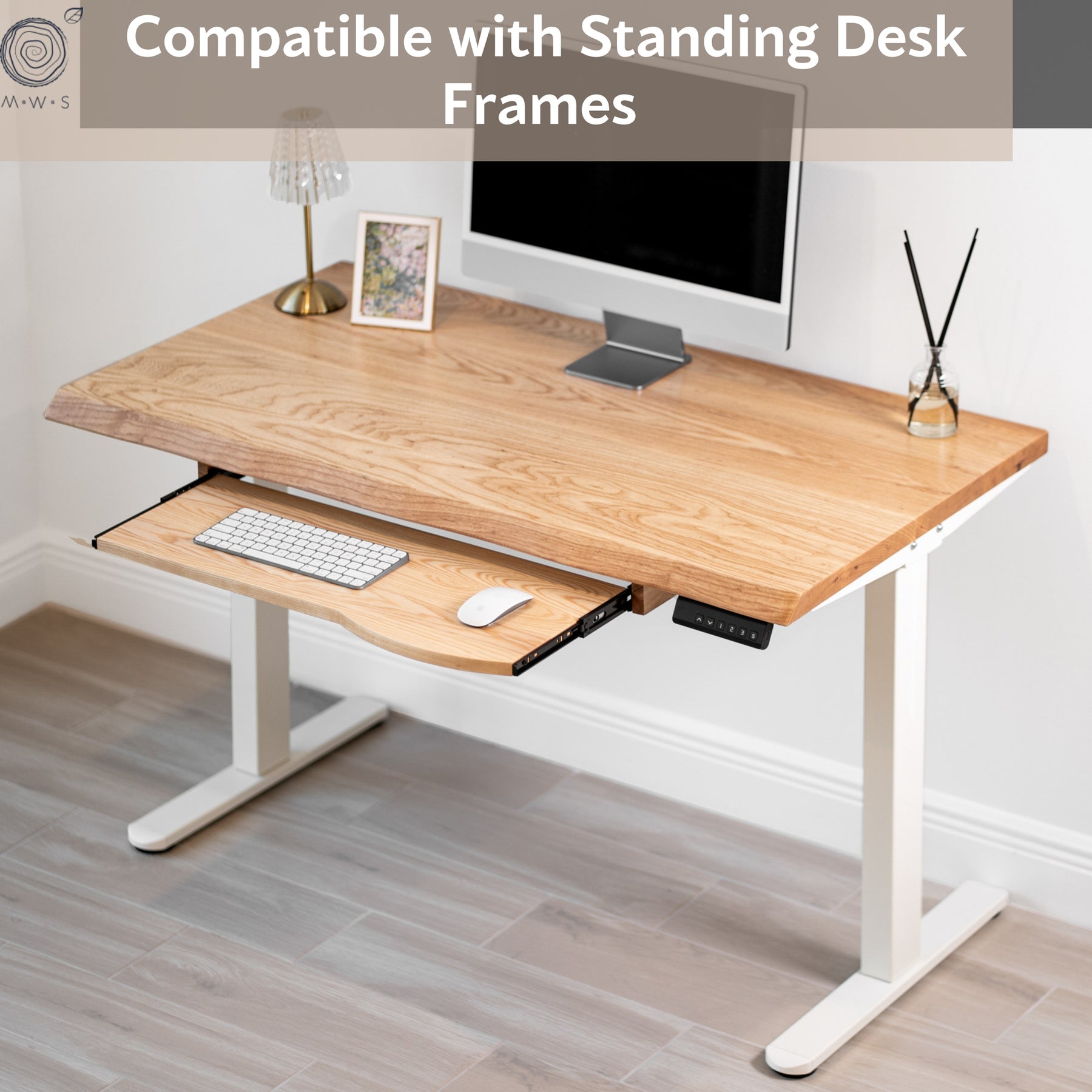 White Ash Wood Keyboard Tray | Modern Wood Style