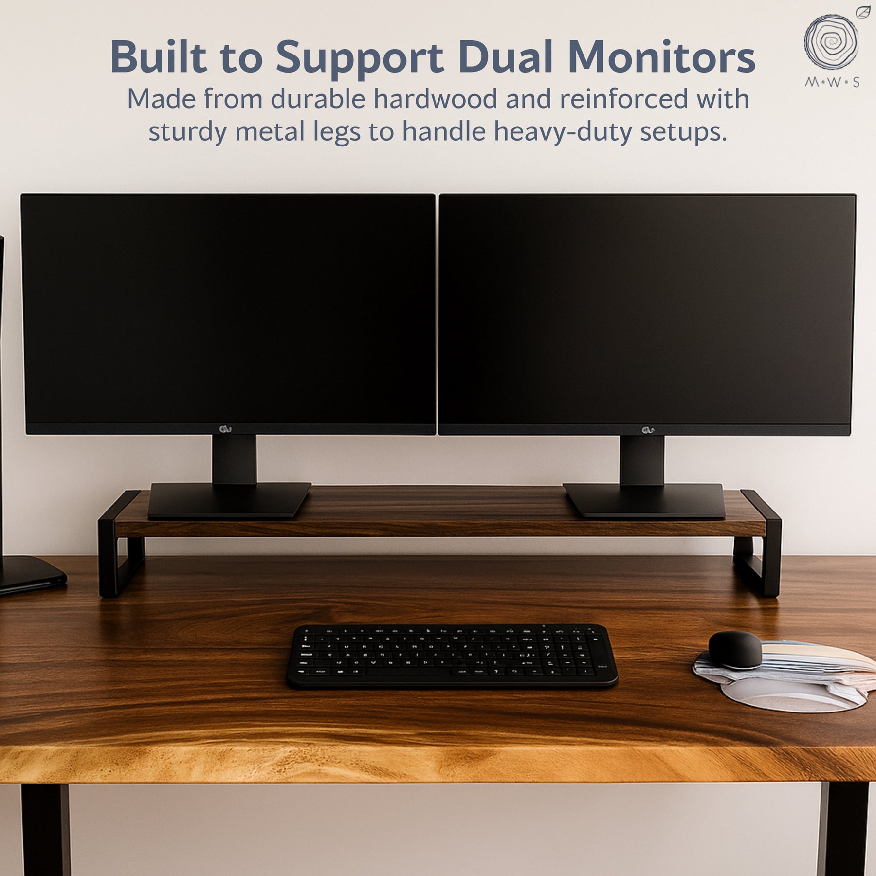 Walnut Monitor Stand - modern wood style