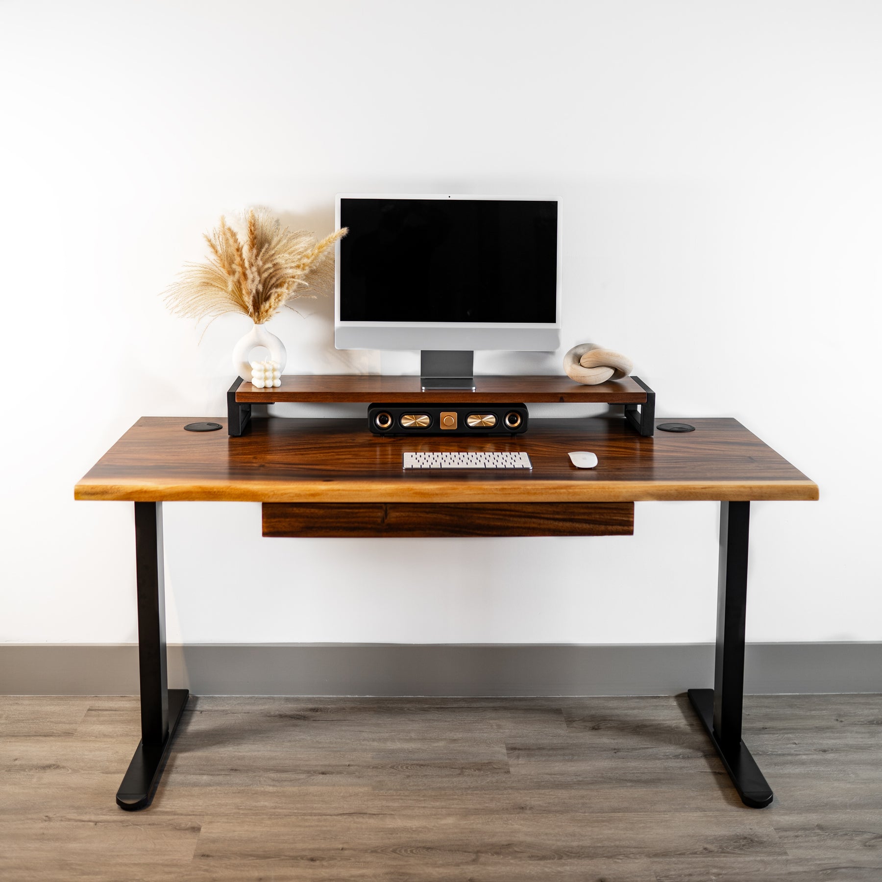 Walnut Standing Desk with Drawers | Modern Wood Style