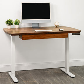 Straight Edge Walnut Standing Desk - Extra Deep Solid Wood Top, Dual Motor Adjustable Base