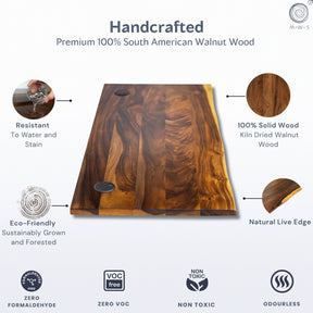 Standing Desk with Storage - Walnut Solid Wood Electric Standing Desk | Modern Wood Style