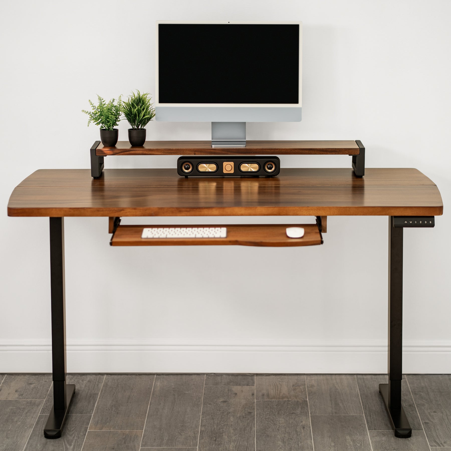 Walnut Standing Desk with Keyboard Tray Option | Modern Wood Style