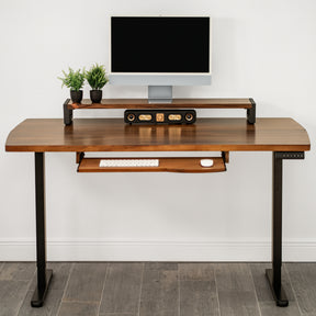 Walnut Standing Desk with Keyboard Tray Option | Modern Wood Style