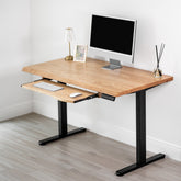 Standing Desk with Keyboard Tray - Live Edge Ash Solid Wood - Modern Wood Style