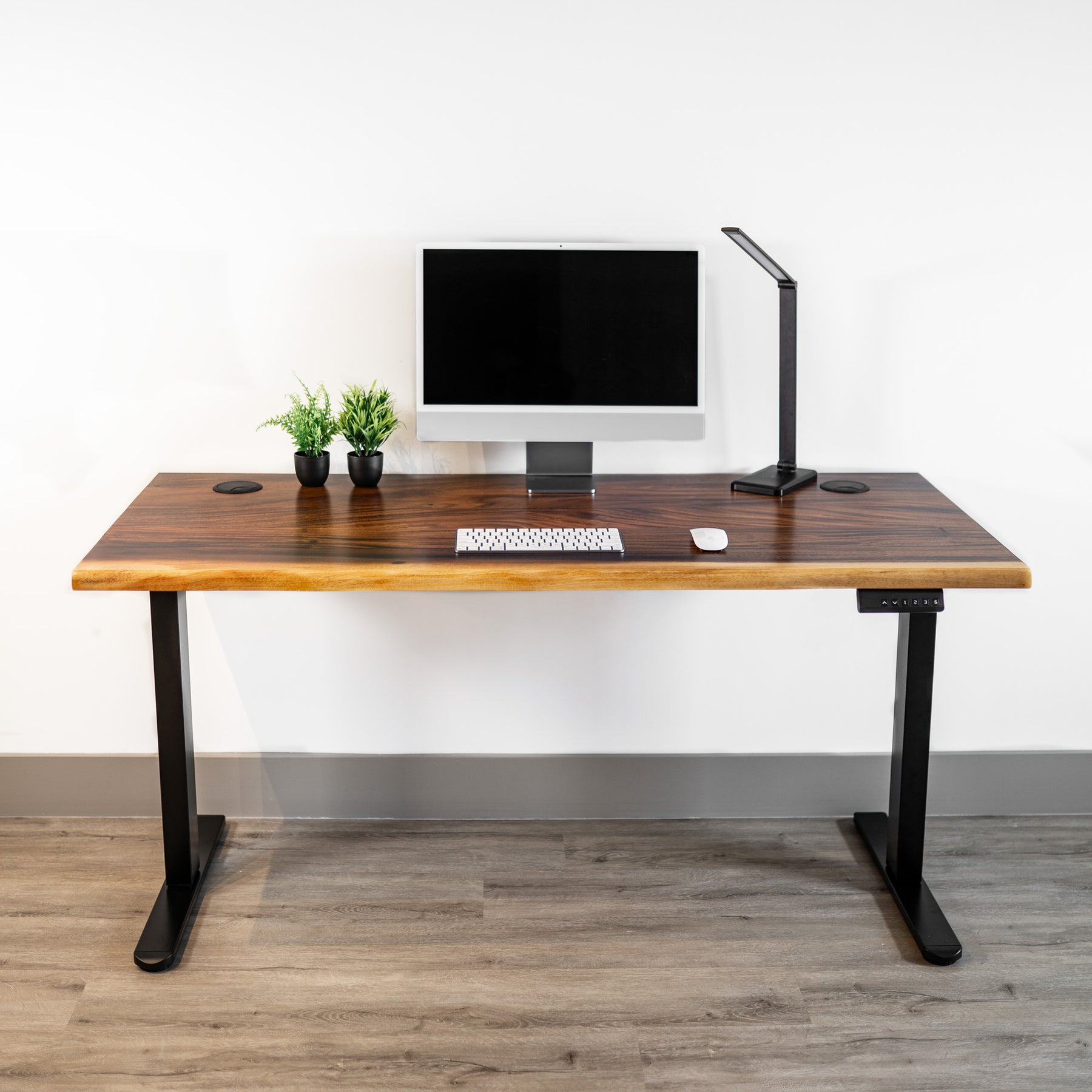 Standing Desk - Walnut Solid Wood Adjustable Height Desk | Modern Wood Style