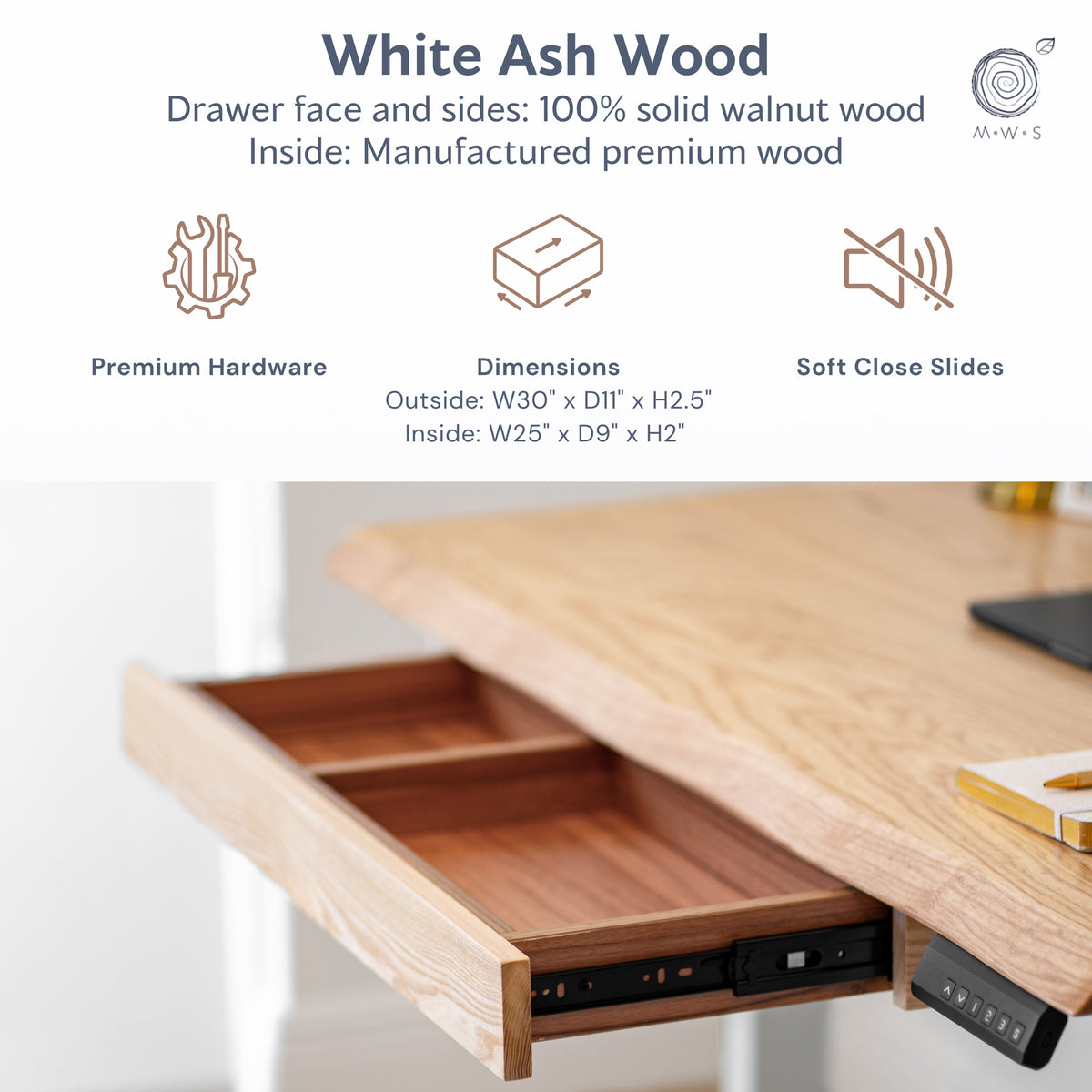 Under Desk Drawer - Ash Wood