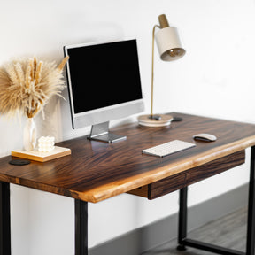 Computer Desk with Drawer - Live Edge, Walnut Solid Wood | Modern Wood Style