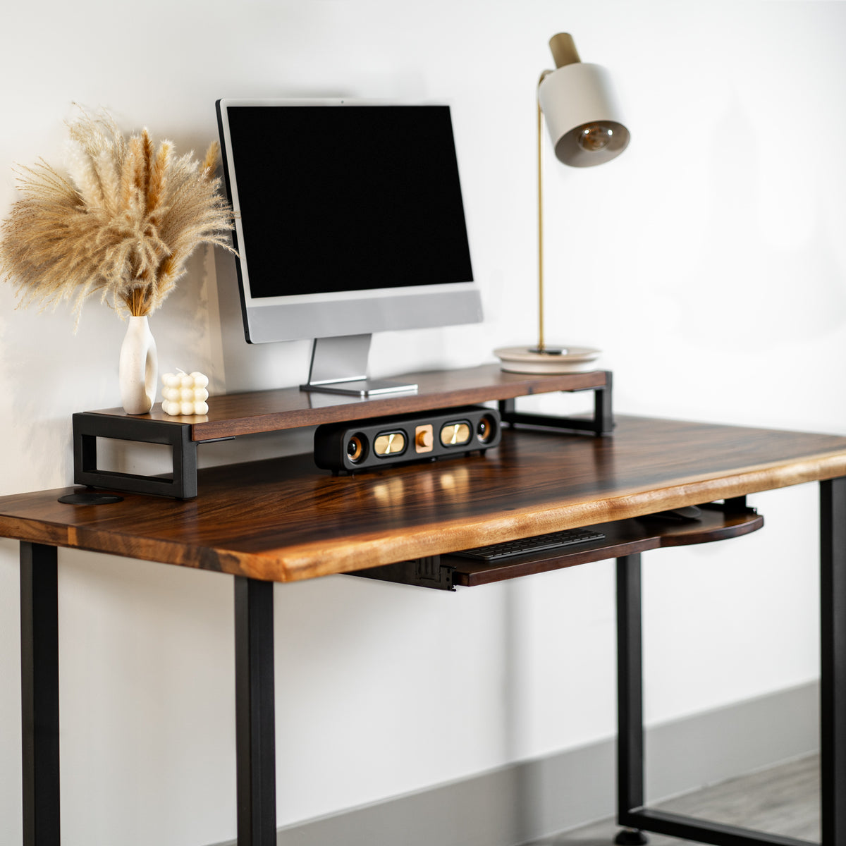 Wood Computer Desk with Spacious Keyboard Tray | Modern Wood Style