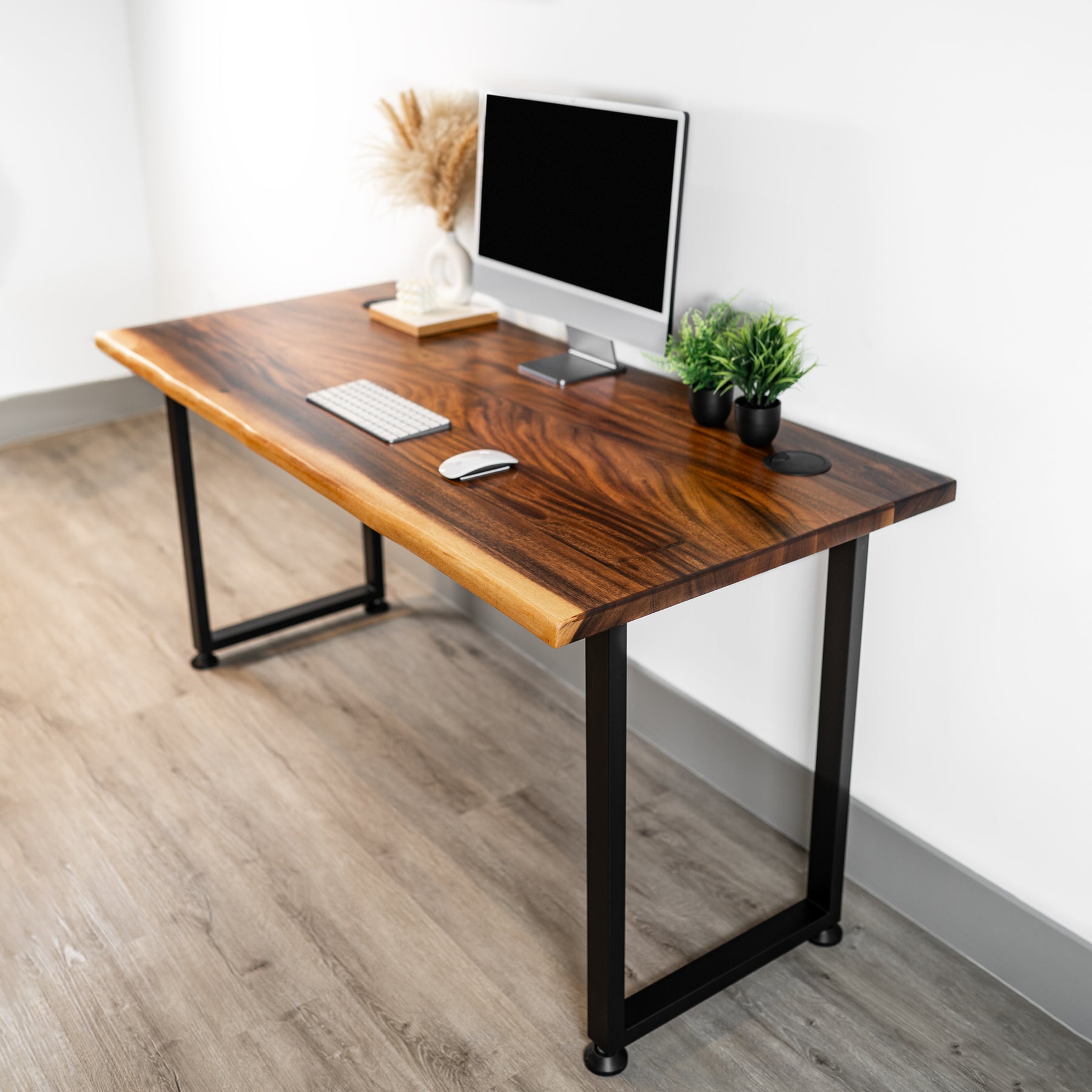 Computer Desk with Drawer - Live Edge, Walnut Solid Wood | Modern Wood Style
