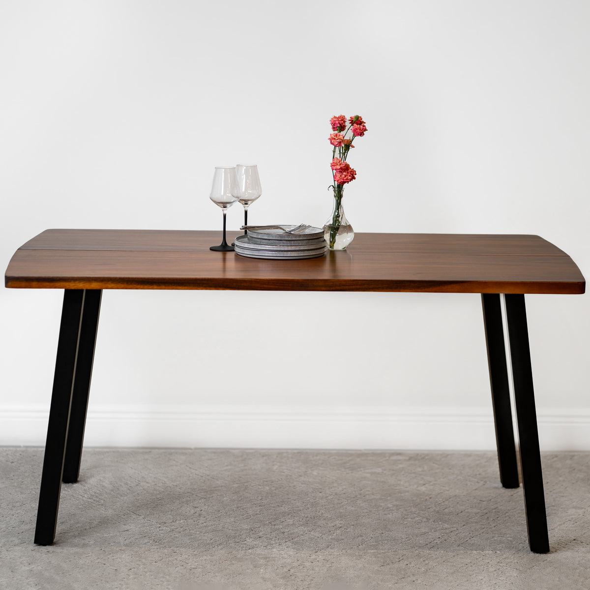 Walnut Dining Table for 6 - 60" × 34" Solid Wood Table | Modern Wood Style