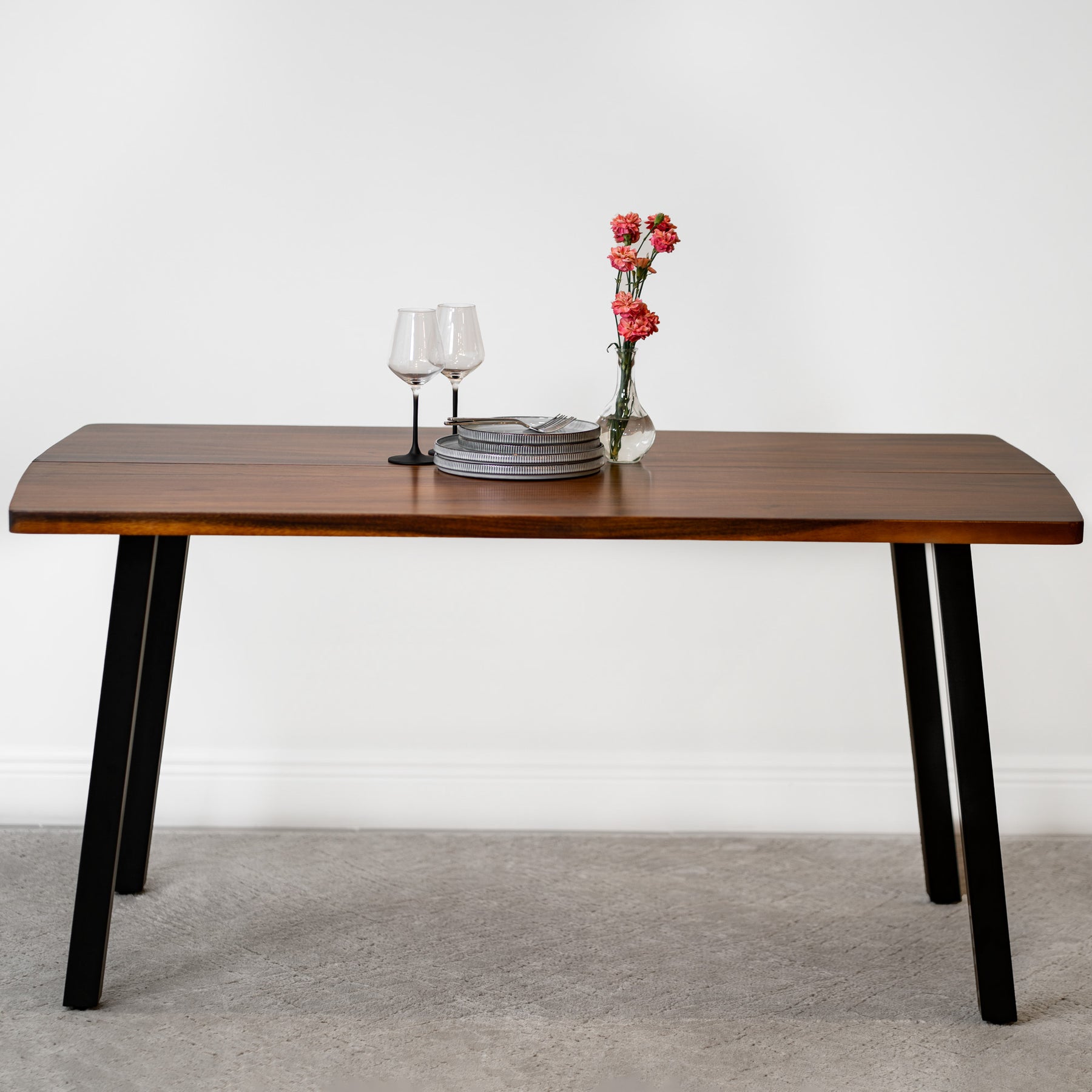 Walnut Dining Table for 6 - 60" × 34" Solid Wood Table | Modern Wood Style