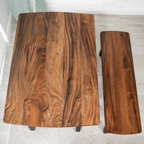 Walnut Dining Table Set for 4 with Bench | Modern Wood Style