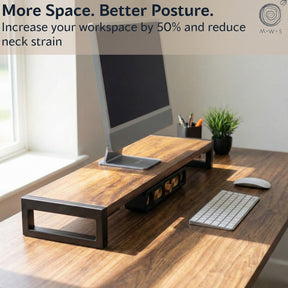 Walnut Monitor Stand - modern wood style