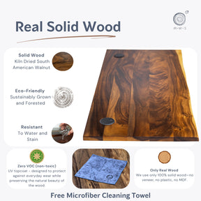 Standing Desk - Walnut Solid Wood Adjustable Height Desk | Modern Wood Style