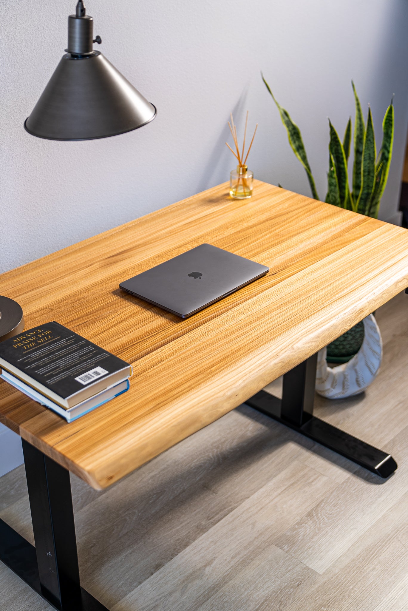 Live Edge Sit Stand Desk - Elm Solid Wood